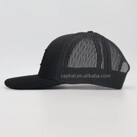 Vente en gros Casquette 5 panneaux personnalisée noire en coton Casquette maille sport qualité supérieure avec logo brodé Patch tissé Casquette de camionneur pour hommes Gorras Classics