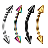Piercings corporels incurvés en acier inoxydable 316 de haute qualité, barbell segmenté doré pour l'oreille, anneau pour sourcil, clou de nez, clou de lèvre, style punk
