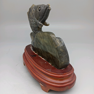 Natural Gemstones Labradorite 130x130x70mm Fish Carving For Holiday Decoration - Product Image 5