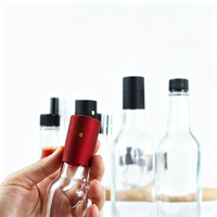 Bouteille Woozy en verre silex sans plomb de 150 ml (5 oz) pour épices, sauces, sauces chili, sauces salade, sauces BBQ, sauces piquantes, avec couvercle noir anti-fuite