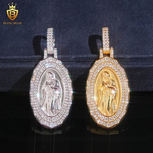 Hete Aanbieding Iced Out <span class=keywords><strong>Moissanite</strong></span> Sieraden Maria Hanger 925 Zilver <span class=keywords><strong>Moissanite</strong></span> Hanger HipHop Sieraden Hip Hop Hanger met GRA - Product Image 1