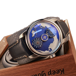Reloj <span class=keywords><strong>OBLVLO</strong></span> Miyota Automático Analógico con Caja de Acero Inoxidable, Correa de Cuero Vacuno, Cristal de Zafiro, Esfera Luminosa con Diseño de Ruedas Terrestres, Lujo en Azul Nocturno - Product Image 5