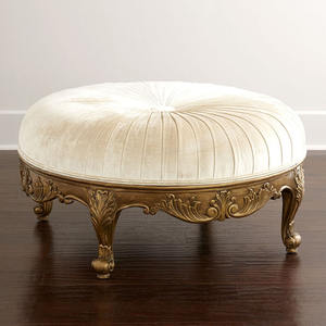 Modern Luxury Round Ottoman Stool Solid Wood with Soft Fabric for Entry School or Apartment <strong>Mid</strong> for <strong>Century</strong> Velvet <strong>Footstool</strong> - Product Image 1