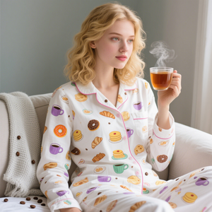 <span class=keywords><strong>Pigiama</strong></span> da <span class=keywords><strong>Donna</strong></span> in <span class=keywords><strong>Cotone</strong></span> <span class=keywords><strong>100</strong></span>% per Primavera ed Estate, Set di Abbigliamento Comodo per Casa e Relax - Product Image 3
