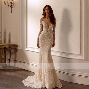 Robe de mariée S1890L 2025 sirène longue avec traîne détachable, sexy, haut de gamme, luxe léger, dos nu, détachable en deux parties - Product Image 6