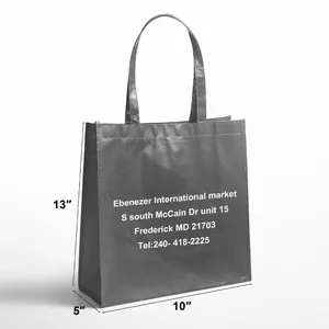 Professional manufacturer supplier's Custom grey color eco friendly non woven laminated fabric reusable pp shopping tote bag