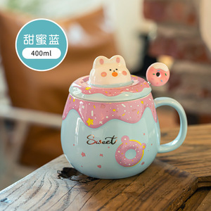 Tazza da <span class=keywords><strong>caffè</strong></span> con coperchio e cucchiaio di alta qualità per l'home Office di alta qualità per regali da donna - Product Image 6