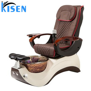 Fauteuil de pédicure pour salon de manucure, style moderne KISEN, gris argenté, avec revêtement en cuir confortable, pour spa des pieds et massage. - Product Image 6