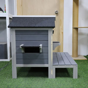 Chilochilo บ้านแมวป่ากลางแจ้งที่พักพิงไม้คิตตี้พร้อมประตูหนีระเบียงขนาดใหญ่กันน้ํา - Product Image 3