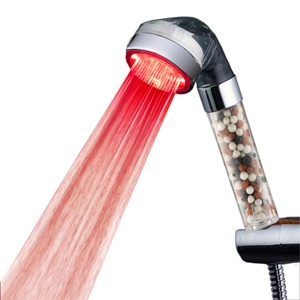 Cabezal de ducha Led a presión de anión para SPA, turmalina, ahorro de agua, 7 colores, ABS