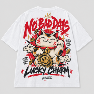 เสื้อยืดลายการ์ตูนแมวแบบกำหนดเอง ทรงโอเวอร์ไซส์ สตรีทแวร์ ไหล่ตก พิมพ์ลายดิจิทัล สีขาว ยูนิเซ็กส์ OEM เสื้อยืดผู้ชาย - Product Image 1