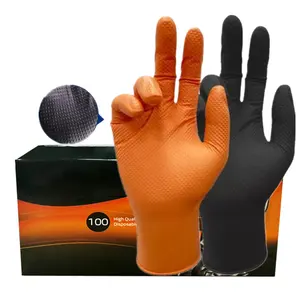 SY Venta caliente negro naranja guantes de nitrilo industrial de alta resistencia grueso mecánico guantes de nitrilo trabajo de reparación guantes mecánicos