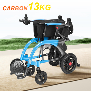 Fauteuil roulant électrique en fibre de carbone à double batterie de 150 kg de capacité, 30 km d'autonomie, <span class=keywords><strong>déambulateur</strong></span> léger de 13 kg, fauteuil roulant 4 en 1 pour personnes âgées - Product Image 1