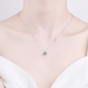 Collana con Pendente in <span class=keywords><strong>Argento</strong></span> Sterling 925 con Moissanite Colorata da 1 Carato Taglio Rotondo, Gioielli Classici con Diamanti e Perle Multicolore all'Ingrosso dalla Cina - Product Image 5
