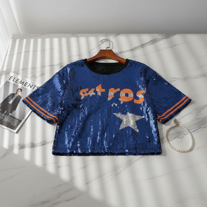 Camiseta Brillante de Última Moda en Azul, Diseño Nuevo, Ropa Urbana, Logotipo Impreso Personalizado, Precio al por Mayor, Camisetas Unisex - Product Image 4