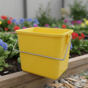 Secchio in Plastica 6 L Giallo Quadrato con Manico per Pulizia e Conservazione - Product Image 3