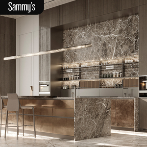 Luxury Wooden Glass Modular Kitchen Cabinets with Modern Design White Finish China Factory - Product Image 1