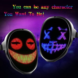 Máscara LED com Mudança de Rosto por Indução, Máscara Decorativa Programável RGB para Festa de Halloween de Fantasma e Palhaço - Product Image 3