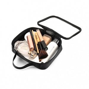 Sac de toilette de voyage personnalisé haute capacité, portable, étanche, transparent en PVC, format quart, pour cosmétiques et maquillage - Product Image 4