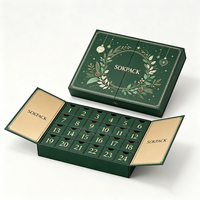Boîte de calendrier de l'avent personnalisable en papier recyclé écologique avec logo personnalisé, double porte, 24 compartiments, boîte vide