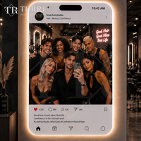 Miroir de salon de beauté LED personnalisé TURRI, miroir selfie avec commande tactile pour les vendeurs en ligne, les détaillants, la vente en gros, les meubles de salon