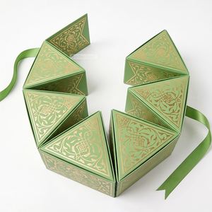 Boîte spéciale verte musulmane recyclable, faite à la main, mini-boîte hexagonale pour le festival de l'Eid, ensemble de cadeaux de bonbons arabes pour mariage - Product Image 2