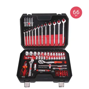 TFAUTENF 66 piece portable auto repair tools set with black carrying tool box for home repair, auto maintenance