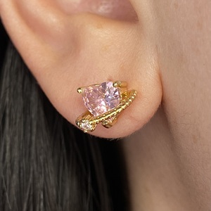 Listo para Enviar, Juego de Joyería con Descuento, Collar con Colgante de Corazón Rosa Mini Galaxy, Juego de Aretes de Circonia Cúbica - Product Image 2