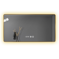 Miroir LED carré à coins arrondis avec éclairage arrière et commande tactile pour chambre à coucher, salon, hôtel, vente en gros