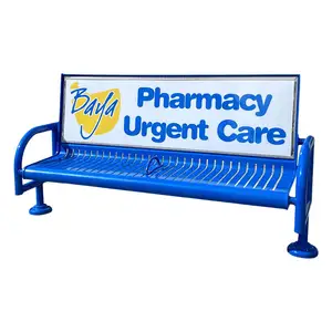 outdoor furniture steel advertising bench seat outside garden bench chair city park street public long metal bench seating