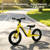 Vélo d'équilibre pour enfants de 12 à 14 pouces en alliage de magnésium de qualité supérieure, fabriqué en usine OEM, avec lumière décorative clignotante, sans pédales, pour enfants