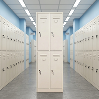 Casier en acier à 4 portes avec barre de suspension, verrouillable, pour salle de sport, personnel, rangement métallique, armoire de vestiaire scolaire - Vente en gros