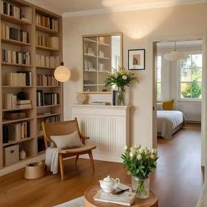 Customized <b>Cream</b> Wood Style Wooden Furniture Bookshelf <b>Sideboard</b> Cabinet Dining Table for Home Living Room and Villa - Product Image 5