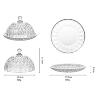 Ensemble de cloches en verre sodocalcique gaufré à coupe diamant, écologique et durable, avec couvercle dôme pour service et présentation de desserts au thé de l'après-midi