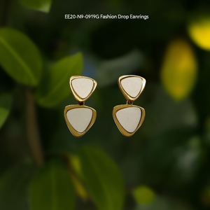 Pendientes Colgantes de Aleación de Zinc Chapados en Oro con Diseño Geométrico Moderno para Mujer EE220-N9-0919G SmileJoyas - Product Image 3