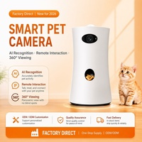 Cámara Inteligente para Mascotas con Dispensador de Comida, Rotación de 360 Grados, Visión Nocturna HD 1080P, Lanzador Automático de Golosinas para Perros, Monitor, Juguetes Interactivos