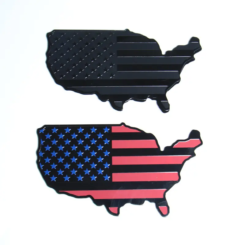 Map of the United States metal stickers Automobile metal 3D logo 7"x 4" USA Map sticker Side emblem Badge