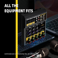 Table de mixage audio numérique 4 canaux avec microphone sans fil 2,4G, entrée MP3 USB, mini table de mixage audio en métal