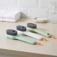 Brosse de nettoyage à distribution de liquide PERFAT, manche long en plastique, poils en nylon, écologique, pour vêtements, linge, tissus, taches de chaussures