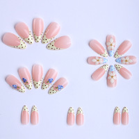 Faux ongles prêts à poser, style européen et américain, vente en gros, motif pois rose nude séduisant, style français, tridimensionnel