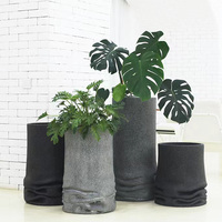 Pot de fleurs cylindrique en fibre de verre, durable et écologique, pour balcon, salon, maison et jardin, sculpté à la main, couleur personnalisée