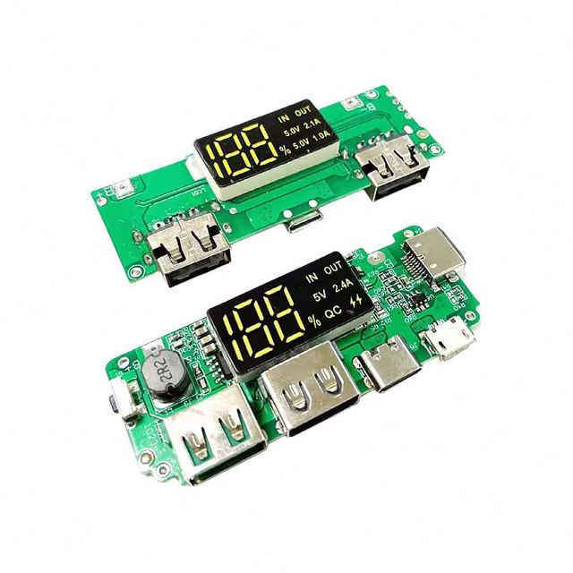 18650 Lithium Battery Digital Display Charging Module 5V2.4A 2A 1A Dual Type-c USB Output with Display boost Charger Module