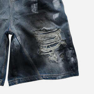 Shorts en jean gris bleu poussière No Mercy, coupe large, 100% denim, style décontracté streetwear - Product Image 3