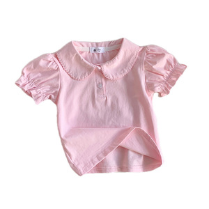 Camicia per Bambine Primavera 2026, T-Shirt <span class=keywords><strong>Polo</strong></span> Stampata a Maniche Corte con Colletto a Bambola e Maniche a Sbuffo - Product Image 5