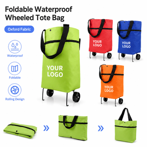 Sac de courses pliable avec roulettes, chariot de courses réutilisable pliable, sac de sport, logo personnalisé - Product Image 1