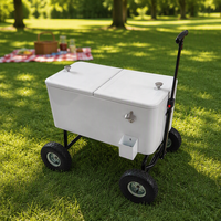 Glacière métallique d'extérieur 80qt/75l sur roues pour camping et voiture, garde les aliments et les boissons au frais et réfrigérés, chariot glacière, seau à glace