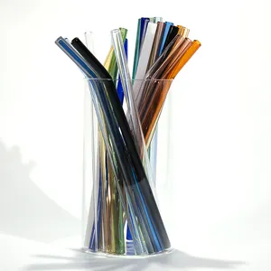 高品质15厘米透明扭曲环保高硼硅玻璃吸管