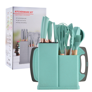 19pcs Heat Resistant Silicone <strong>Kitchen</strong> <strong>Accessories</strong> With <strong>Wood</strong> Handle <strong>and</strong> Cuttings Board Storage Bucket <strong>Kitchen</strong> Gadget Set - Product Image 4