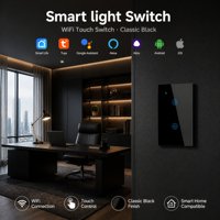 Interrupteur mural intelligent Wi-Fi et BLE double mode US, 1/2/3/4 gangs, panneau tactile avec fil neutre, compatible avec l'application Tuya Smart Life
