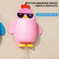 Boîte de rangement murale sans perçage motif poussin de dessin animé, nouveau design élégant, organisateur d'étagère pour cuisine, salle de bain, salon